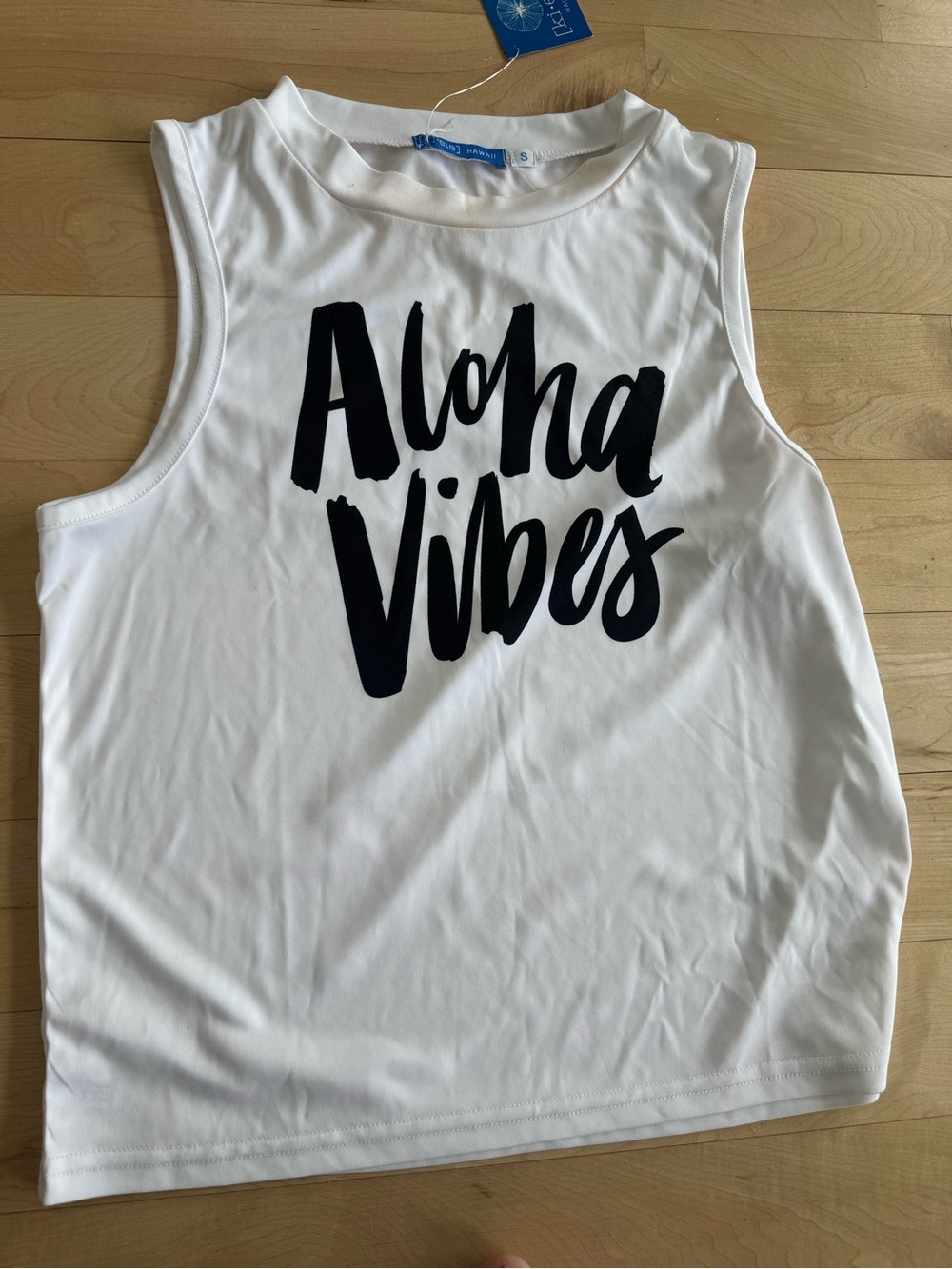 White "Aloha Vibes" Cropped Tank Top